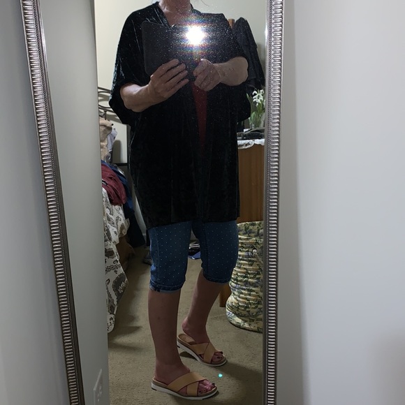 Dark Green Short Sleeve Velvet Feel Kimono Size M/L - Picture 10 of 10